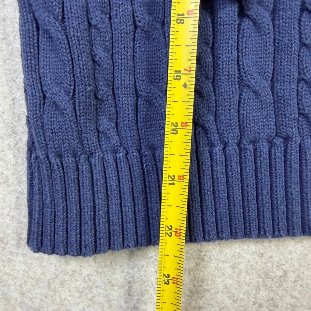 Croft & Barrow Mens Large Blue Cable Knit Quarter Zip Mock Neck Sweater